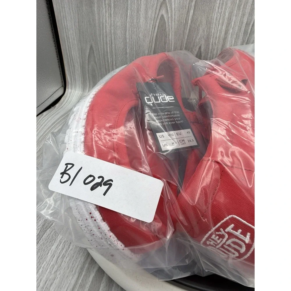 Hey Dude Wally Slub Canvas Mens Size 12 Red Casual Slip On Shoes NEW